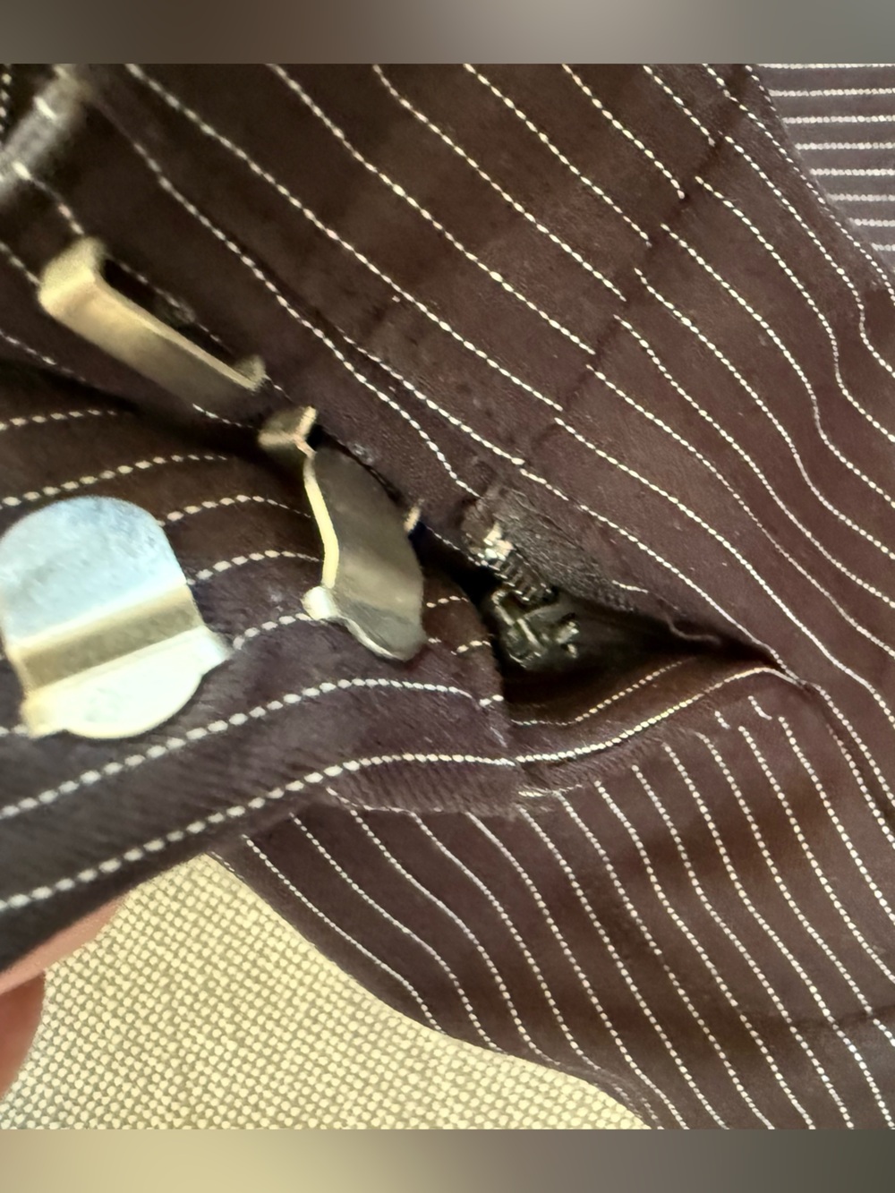 Women’s Black Pinstripe Mid Rise Straight Leg Dress Pants Trousers Size 12 P - Picture 11 of 16